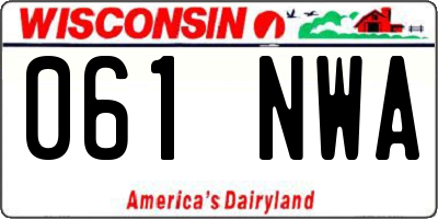 WI license plate 061NWA