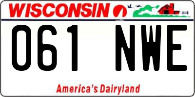 WI license plate 061NWE