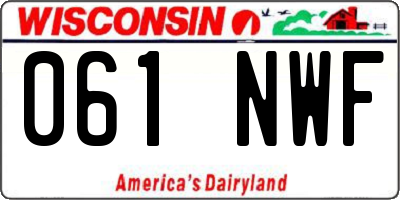 WI license plate 061NWF
