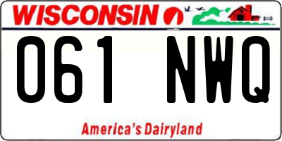 WI license plate 061NWQ