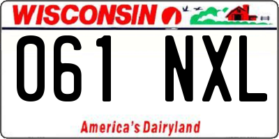 WI license plate 061NXL