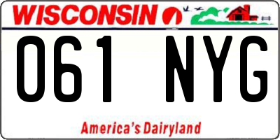 WI license plate 061NYG