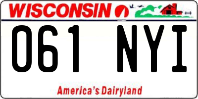 WI license plate 061NYI
