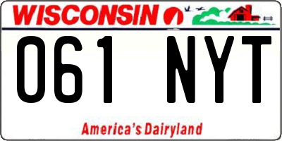 WI license plate 061NYT
