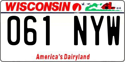 WI license plate 061NYW