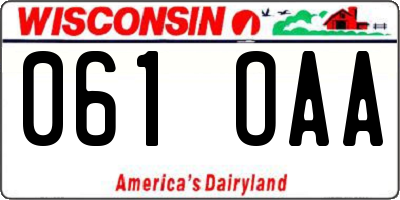 WI license plate 061OAA