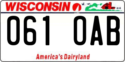 WI license plate 061OAB
