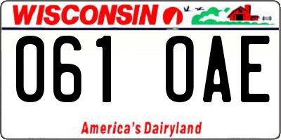 WI license plate 061OAE