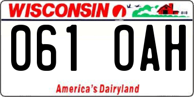 WI license plate 061OAH