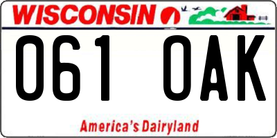 WI license plate 061OAK
