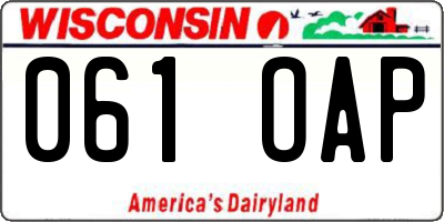 WI license plate 061OAP