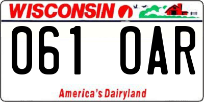 WI license plate 061OAR