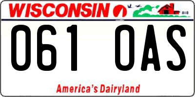 WI license plate 061OAS