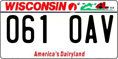 WI license plate 061OAV