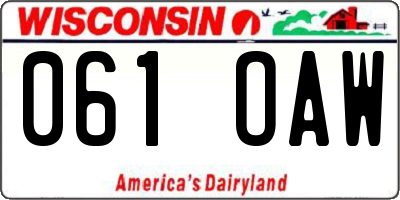WI license plate 061OAW