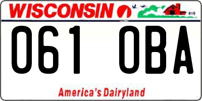 WI license plate 061OBA