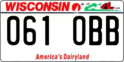 WI license plate 061OBB