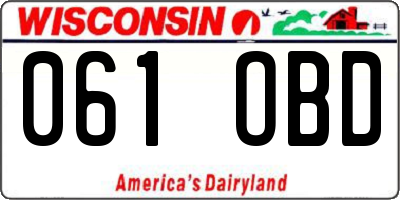 WI license plate 061OBD
