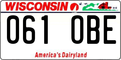 WI license plate 061OBE