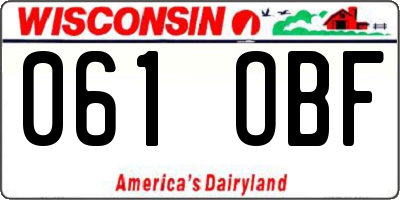 WI license plate 061OBF