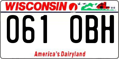 WI license plate 061OBH
