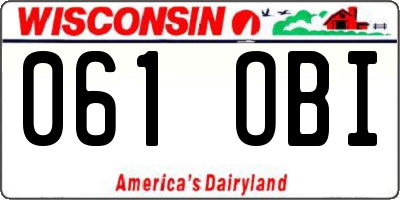 WI license plate 061OBI