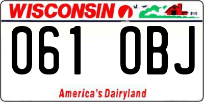WI license plate 061OBJ