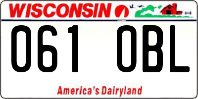 WI license plate 061OBL