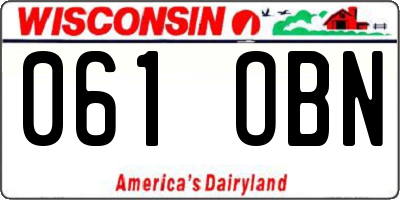 WI license plate 061OBN