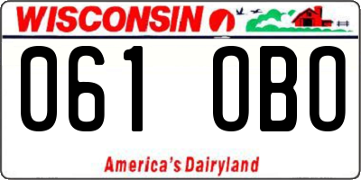 WI license plate 061OBO