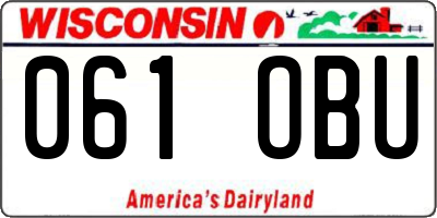 WI license plate 061OBU