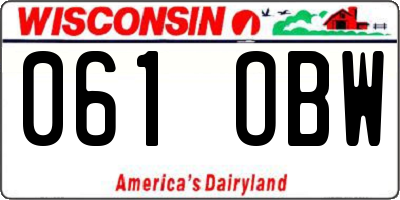WI license plate 061OBW
