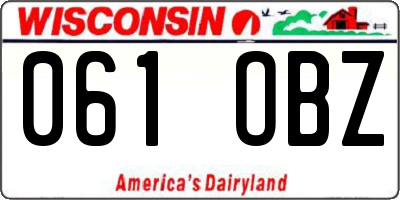WI license plate 061OBZ