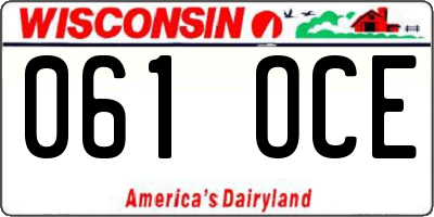 WI license plate 061OCE
