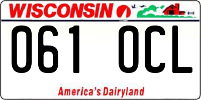 WI license plate 061OCL
