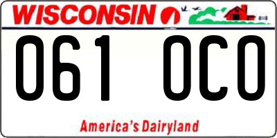 WI license plate 061OCO