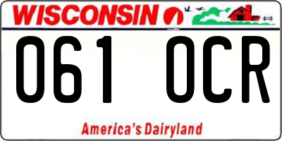 WI license plate 061OCR