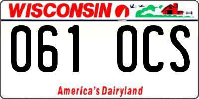 WI license plate 061OCS