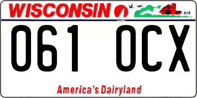 WI license plate 061OCX