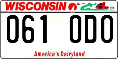 WI license plate 061ODO