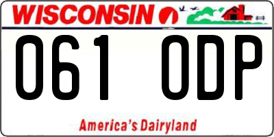 WI license plate 061ODP