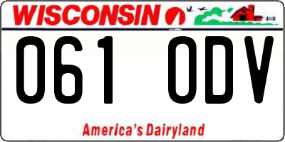 WI license plate 061ODV