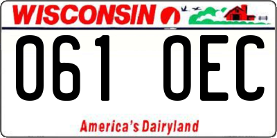 WI license plate 061OEC
