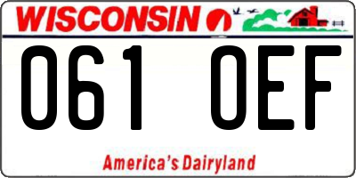 WI license plate 061OEF