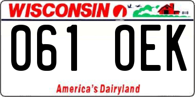 WI license plate 061OEK