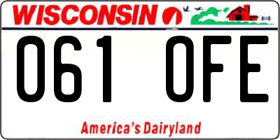 WI license plate 061OFE