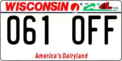 WI license plate 061OFF
