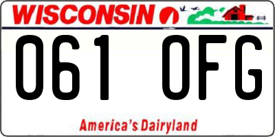 WI license plate 061OFG