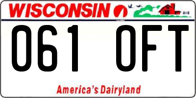 WI license plate 061OFT