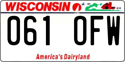 WI license plate 061OFW